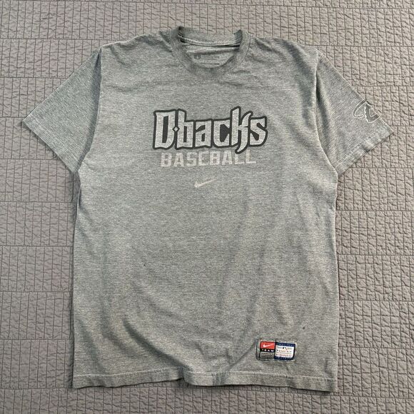 Vtg Y2K Nike T Shirt Men Large Gray Center Swoosh Arizona Dbacks Fade Distressed - Picture 1 of 15